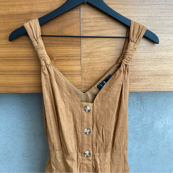 NWT Lulu’s  Meant for Greatness Tan Button-Front Mini Dress, Size M - Picture 8 of 15